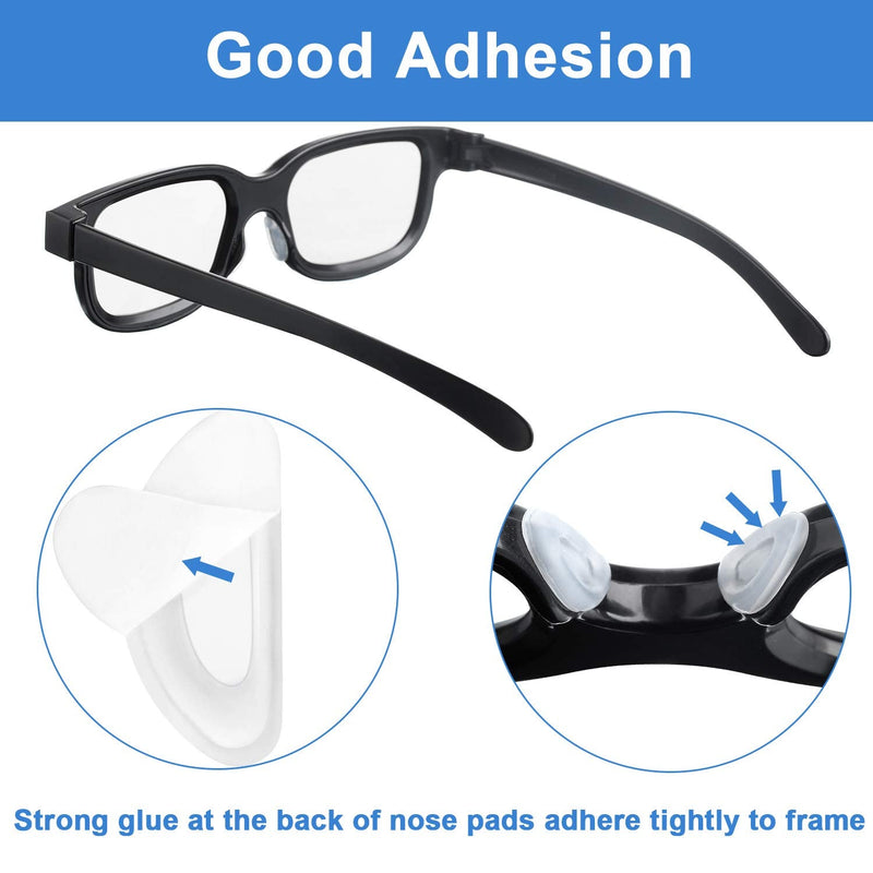 24 Pairs Adhesive Eye Glasses Nose Pads, D Shape Stick on Anti-Slip Soft Silicone, Adhesive Nose Pads Glasses Nose Pad for Glasses, Eyeglasses and Sunglasses, 15 x 6 x 1.5 mm (Transparent) Transparent - BeesActive Australia