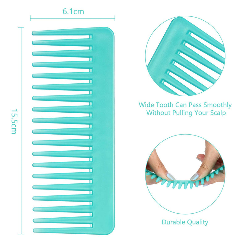 Large Hair Detangling Comb, Wide Tooth for Curly, Wet Dry Hair, No Handle Comb Styling Shampoo Comb (White, Cyan) White, Cyan - BeesActive Australia