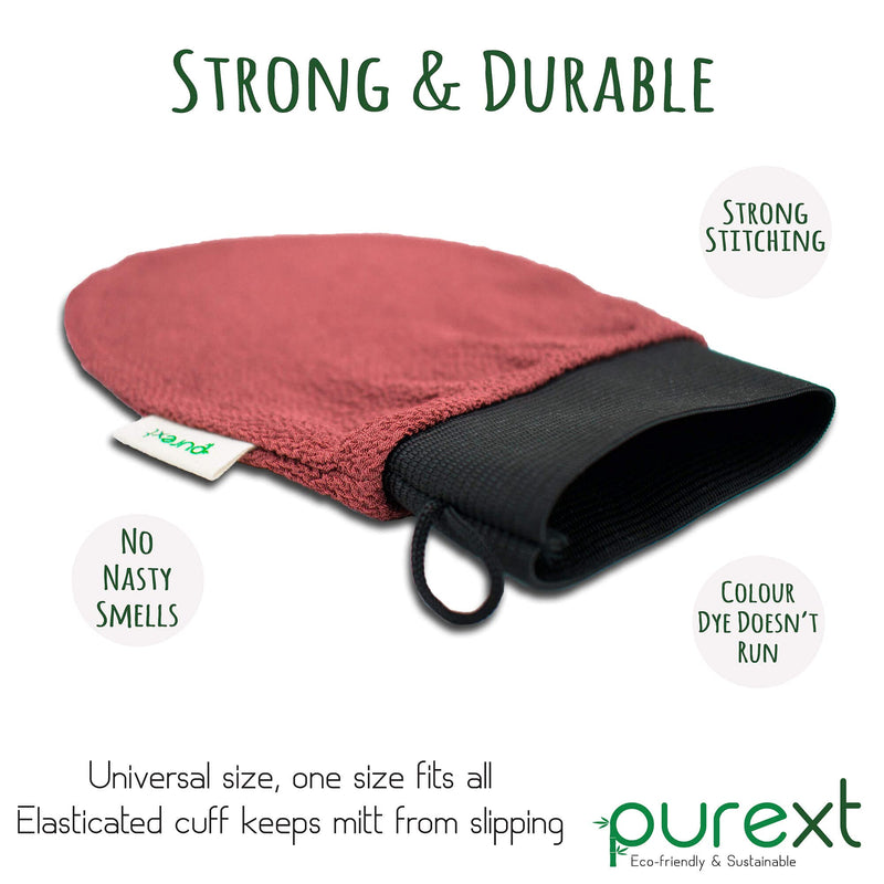 PureXT Exfoliating Glove - Kessa Hammam Body Scrubber - Fake Tan Remover Exfoliator Mitt (250D) - BeesActive Australia