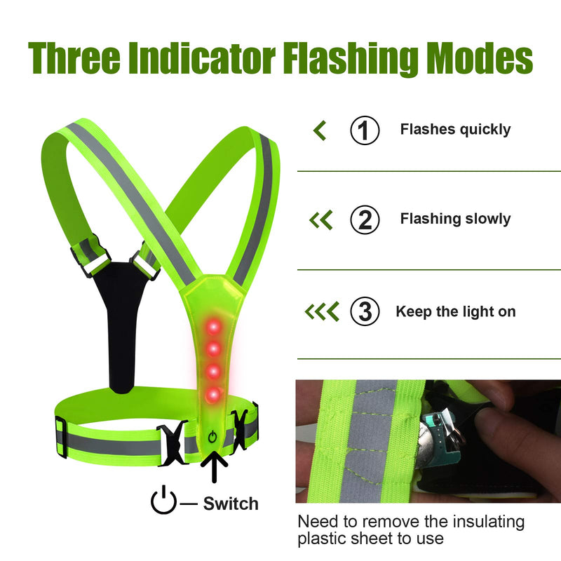 LED Reflective Gear, Safety Vest with 360° High Visibility, Reflective Running Vest with Adjustable Elastic Belt for Men, Women, Runners, Night Walkers, Bikers, Fits Jogging, Cycling, Dog Walking - BeesActive Australia