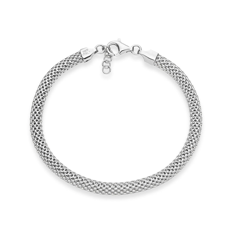 Miabella 925 Sterling Silver Italian 5mm Mesh Link Chain Bracelet for Women, Made in Italy Length 6.5 Inches + 0.5 Ext. (X-Small) - BeesActive Australia