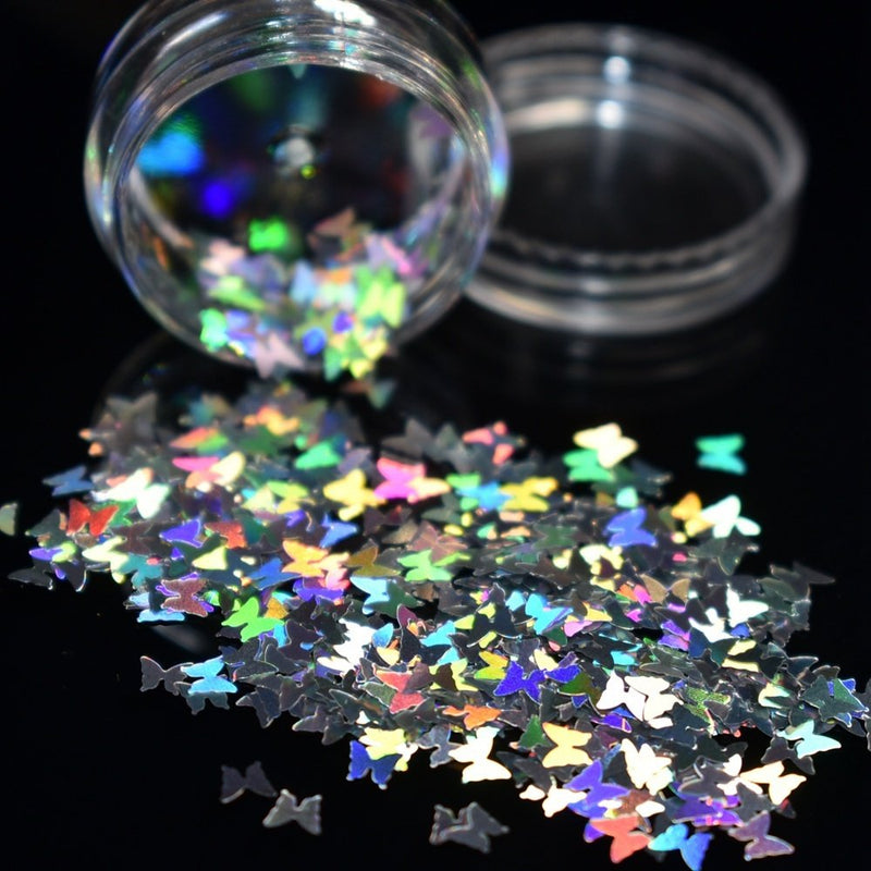 EchiQ Splarkly Laser Butterfly Nail Sequin Acrylic Paillettes Holographic Nail Sparkle Glitter Sheets Tips Nail Art Decoration - BeesActive Australia