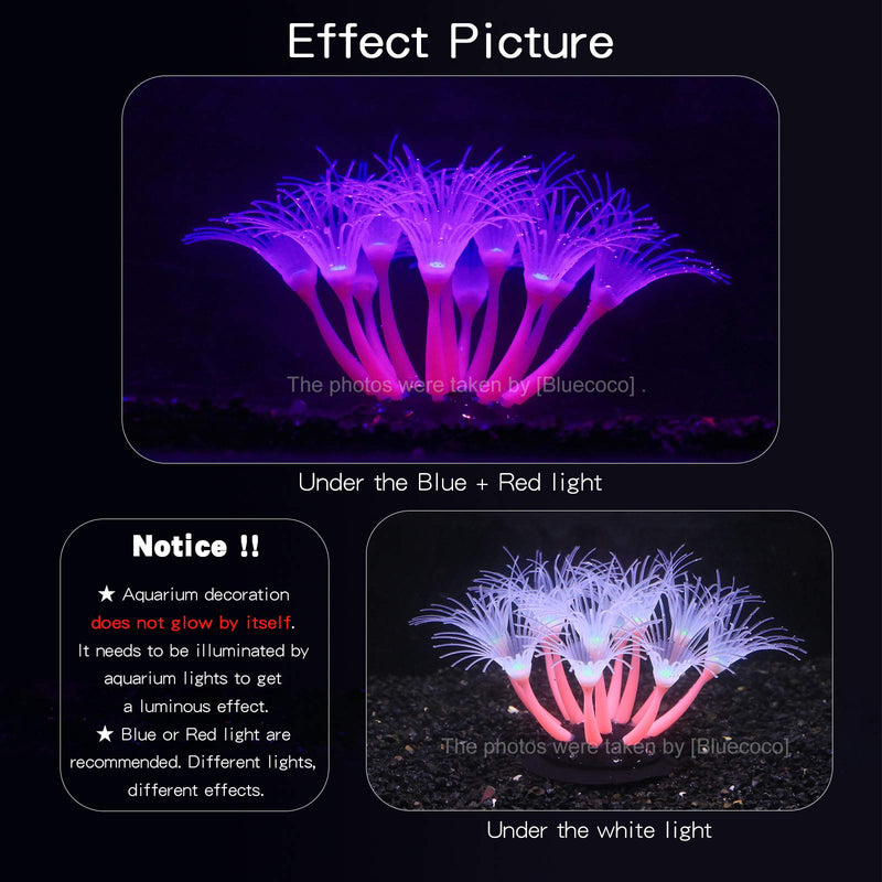 Bluecoco Soft Silica Gel Moves Naturally with Water Flow, Aquarium Decorations Glow in The Dark, Glowing Coral Ornaments for Fish Tank Decorations Pink Sunflower - BeesActive Australia