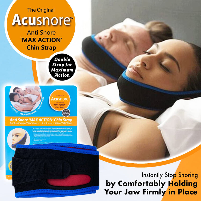 Chin Strap Snoring Aid Acusnore MAX Action® Anti Snoring Chin Strap - Adjustable Comfortable Universal Snore Stopper - BeesActive Australia