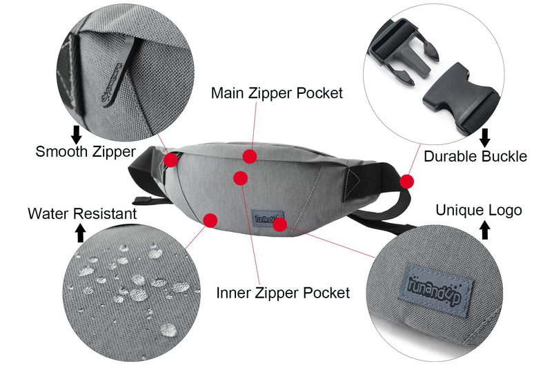 Mens Fanny Packs for Women Fashionable Waterproof Crossbody Plus Size Waist Pack Phone Bag Wallets Purse (Dark Gray) Large-Dark Gray(3 Zipper Pockets) - BeesActive Australia