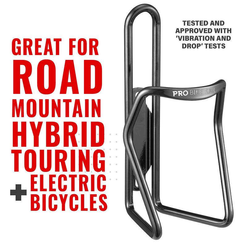 PRO BIKE TOOL Wire Water Bottle Holder – Modern Tubular Design - Bicycle Bottle Cage, Great for Road and Mountain Bikes Black Gloss - BeesActive Australia