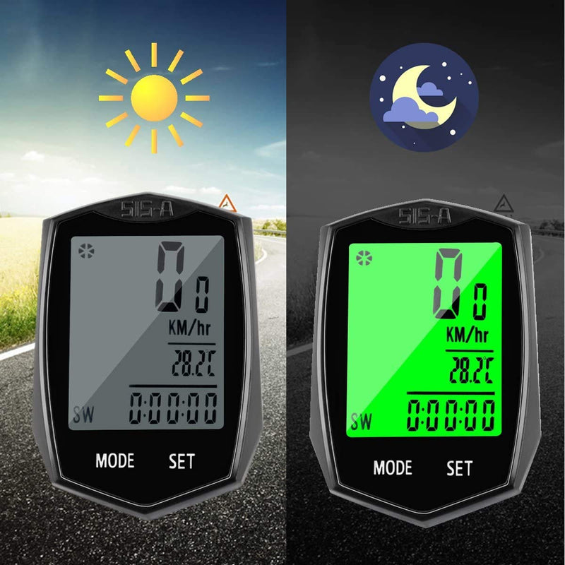SEISSO Bike Computer Speedometer Wireless Waterproof Cycling Odometer, Smart Sensor, Auto Wake-up, Multi-Function Bicycle Speed Tracker with LCD Backlight Display - BeesActive Australia