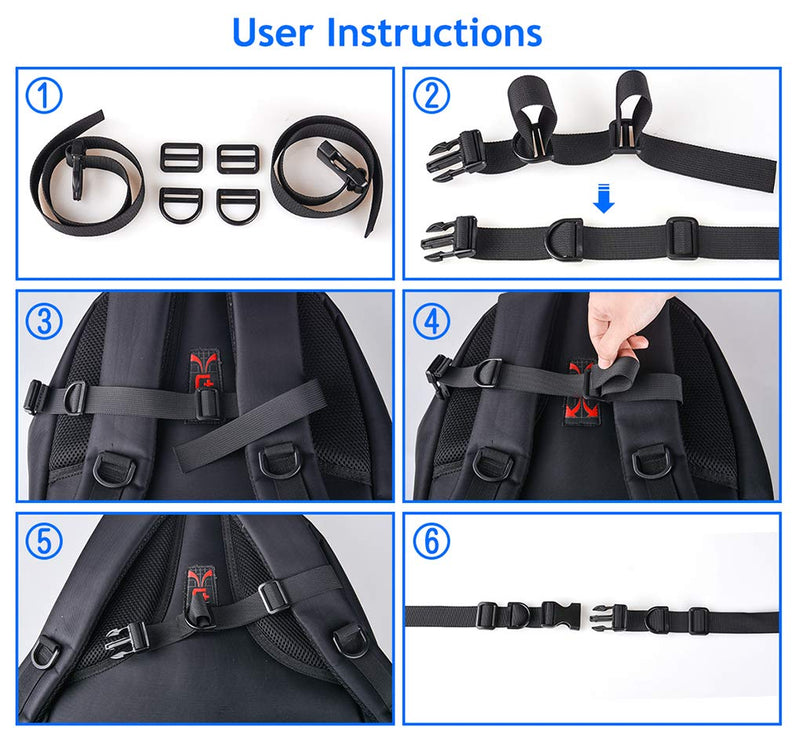 Oziral Backpack Chest Strap [2 Pack] Heavy Duty Adjustable Backpack Sternum Strap Chest Belt with 10 Pieces Zipper Pulls - BeesActive Australia