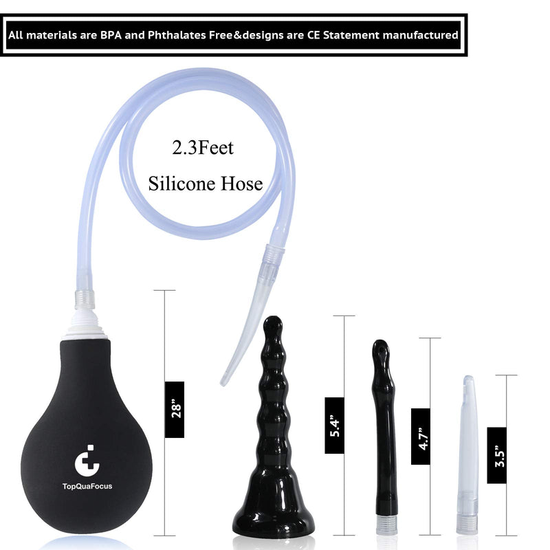 TopQuaFocus 320ml Enema Bulb Kit Anal Douche Bulb kit for Man Woman Cleaning Douche Bulb Men(320ML, Black) - BeesActive Australia