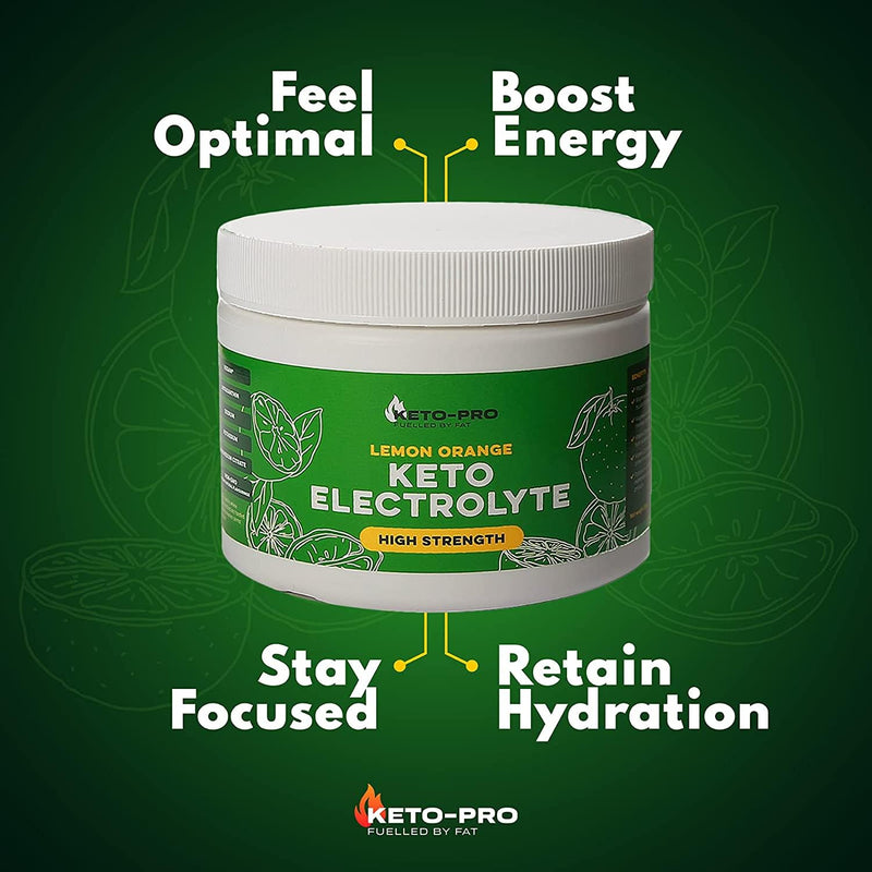 Keto-Pro Keto Electrolytes 250g | Electrolyte Powder Supporting Your Keto Fasting, Health & Fitness Goals | Lemon Orange Flavour - BeesActive Australia