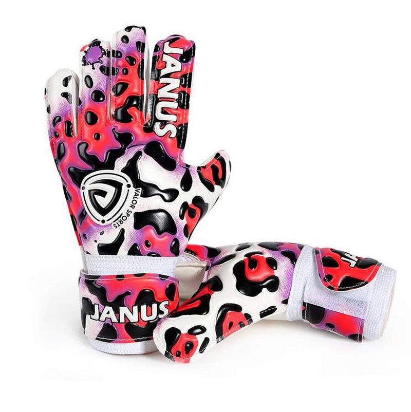 Soccer Goalie Gloves Goalkeeper Gloves with Fingersave , 3.5mm Strong Grip German Latex, Double Rip-Tab Strap, Keeper Gloves for Kids, Youth Pink leopard 6 - BeesActive Australia