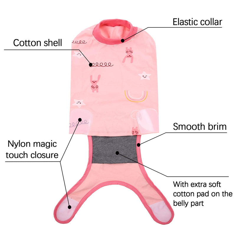 Recovery Suit for Dogs Cats After Surgery, Recovery Shirt for Male Female Dog Abdominal Wounds Bandages Cone E-Collar Alternative, Anti-Licking Pet Surgical Recovery Snuggly Suit, Soft Fabric Onesie Medium (Pack of 1) Cartoon Pink - BeesActive Australia