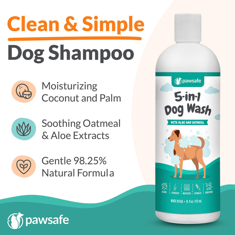 PawSafe Dog Shampoo and Conditioner - 5-in-1 Dog Wash with Moisturizing Aloe and Oatmeal for Dry, Sensitive and Itchy Skin. Helps with Shedding, Dandruff, Allergies and Odor Control - BeesActive Australia