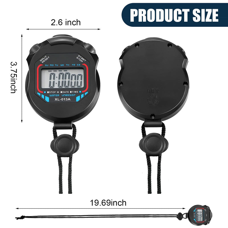 Digital Stopwatch Timers Sports Stopwatch Water Resistant Stopwatch Hand Held LCD Chronograph with Date, Time and Alarm Function for Sports Fitness Trainers and Referees Use 2 - BeesActive Australia