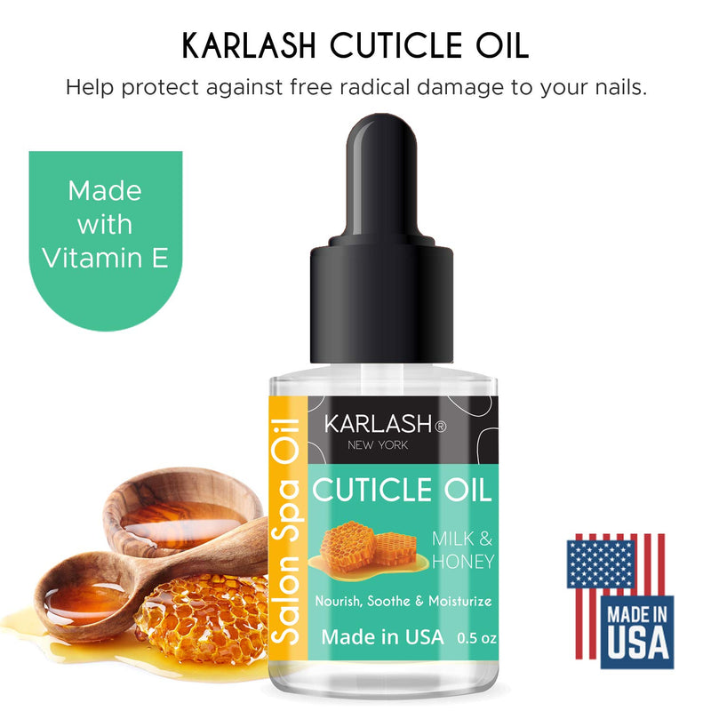 Karlash Salon Spa Premium Cuticle Oil Milk and Honey - Heals Dry Cracked and Rigid Cuticles. Vitamin E Enriched Treatment. Nourish and Moisturize Nails. 0.5 oz (1 Piece) 1 Piece - BeesActive Australia