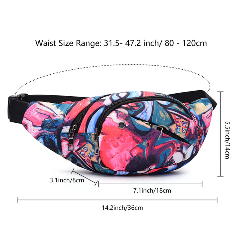 Fanny Pack for Men Women - Long Keeper Multifunction Waist Bag Water Resistant Chest Bag Adjustable Belt Walking Running (Colorful) Colorful - BeesActive Australia
