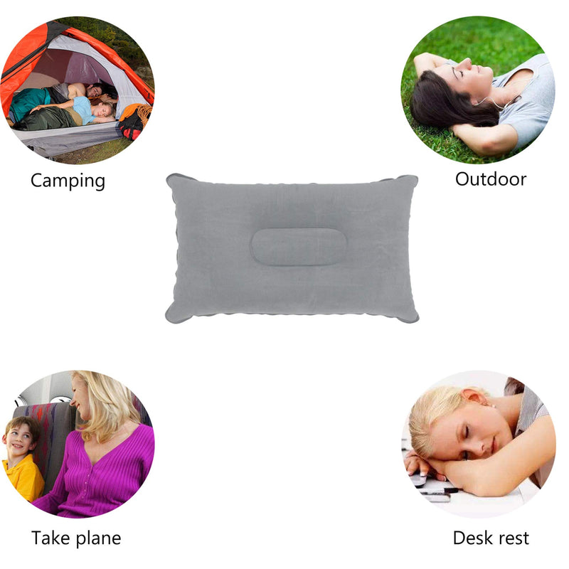 LiXiongBao 3 Pack Gray Ultralight Inflatable Pillow Small Squared Flocked Fabric Air Pillow for Hiking,Camping,Traveling,Napping,Desk Rest,Neck &Lumbar Support - BeesActive Australia