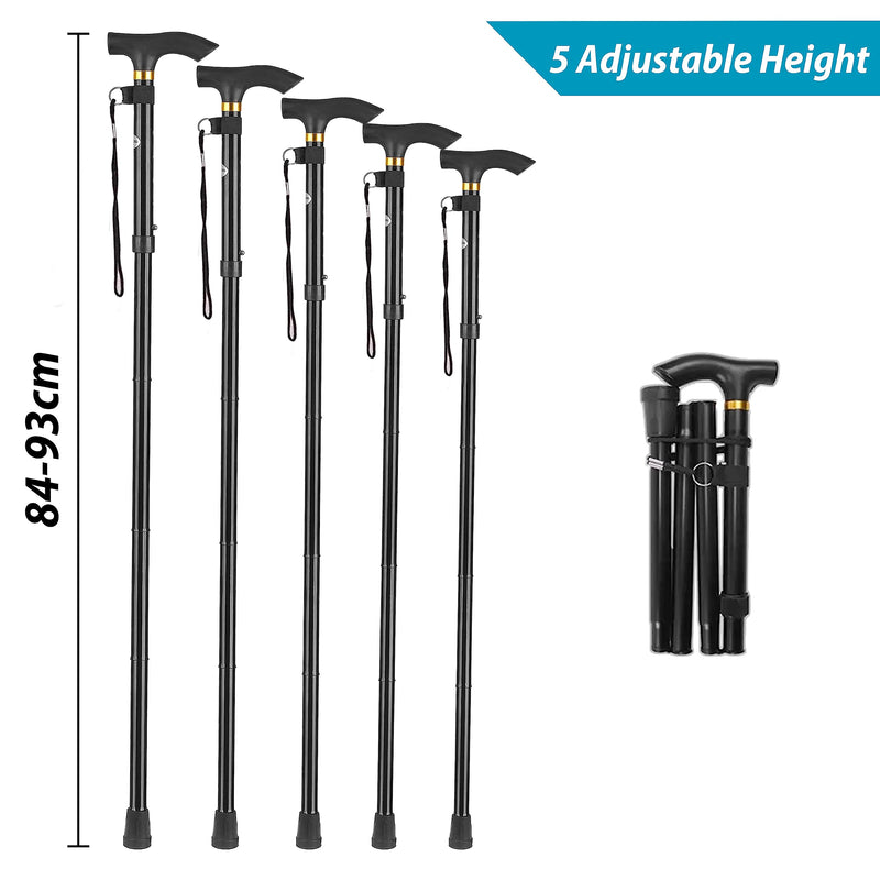 LZZAZ® Walking Stick, Adjustable Height Folding Walking Sticks for Men, Aluminum Walking Sticks for Women & Disability Aids, Black - BeesActive Australia