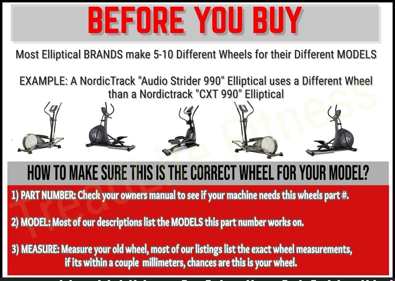 TreadLife Fitness Elliptical Replacement Wheel - Part Number 205979 - Compatible with NordicTrack CX990 Ellipticals 1 - Pack - BeesActive Australia
