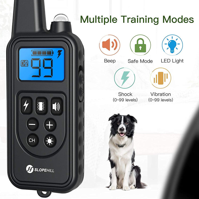 Dog Training Collars with Remote, Electronic Dog Shock Collars with Beep, Vibration, Shock, Light and Keypad Lock Mode, Waterproof Electric Dog Collar Set for Small Medium Large Dogs - BeesActive Australia
