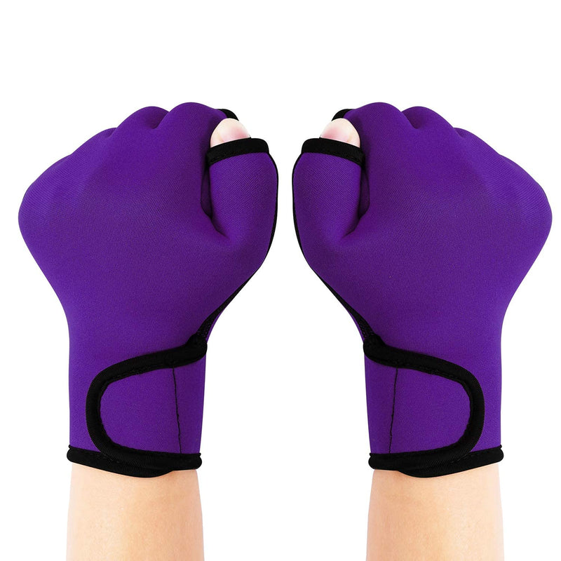 TAGVO Aquatic Gloves for Helping Upper Body Resistance, Webbed Swim Gloves Well Stitching, No Fading, Sizes for Men Women Adult Children Aquatic Fitness Water Resistance Training Medium purple - BeesActive Australia