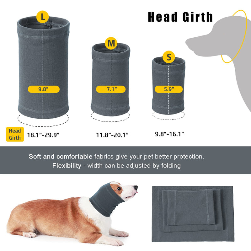 Nanaki Dog Calming Hoodie Head Cover Sleevs - Quiet Ear Covers Hood for Noise, The Grooming and Force Drying Head Protection for Anxiety Relief and Calming Dog Neck and Ear Warmer Medium Grey - BeesActive Australia
