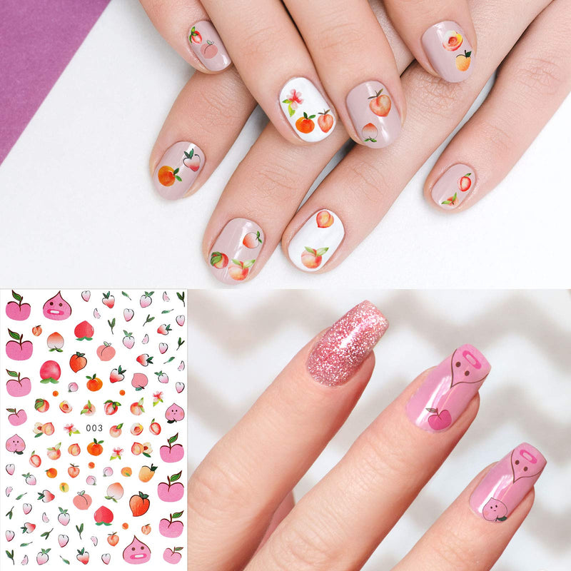 Leelosp 14 Sheets Summer Nail Art Stickers Decals with Tweezers 3D Self-Adhesive DIY Nail Art Decoration Summer Fruit Nail Sticker Tropical Fruit Nail Art Decal for Women Little Girls Nail Decoration - BeesActive Australia