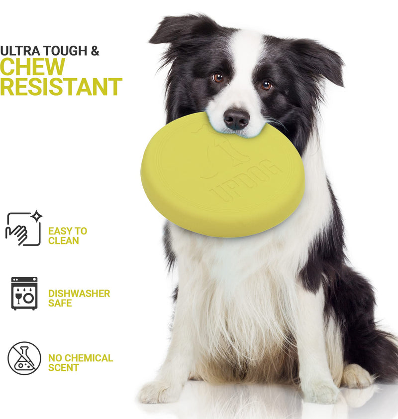 Dog Frisbee | Made in USA | UpDog Products Small 6-Inch Flying Disc for Dogs Yellow Neon - BeesActive Australia