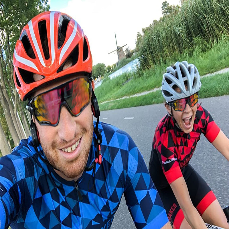 H HWY-FLY Polarized Cycling Glasses, Polarized Sports Sunglasses with 5 Interchangeable Lenses UV Protection for Mens Womens TR90 Cycling Glasses, Cycling, Baseball, Fishing, Ski Running, Golf (Red Black) - BeesActive Australia
