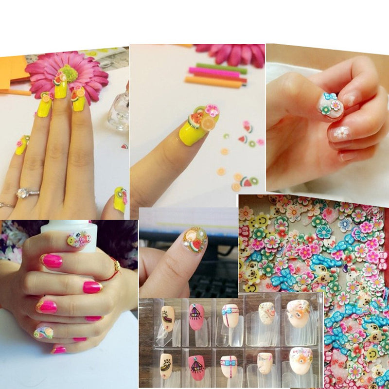 FantasyDay 10000Pcs Nail Sticker Mixed 3D Fruit Flower Candy Slices for Nail Art Tips Decoration Assorted Slices Clay Nails Stickers Rods Gel Tips #2 - Charms Slices for Wedding/Party Decoration #1 - BeesActive Australia