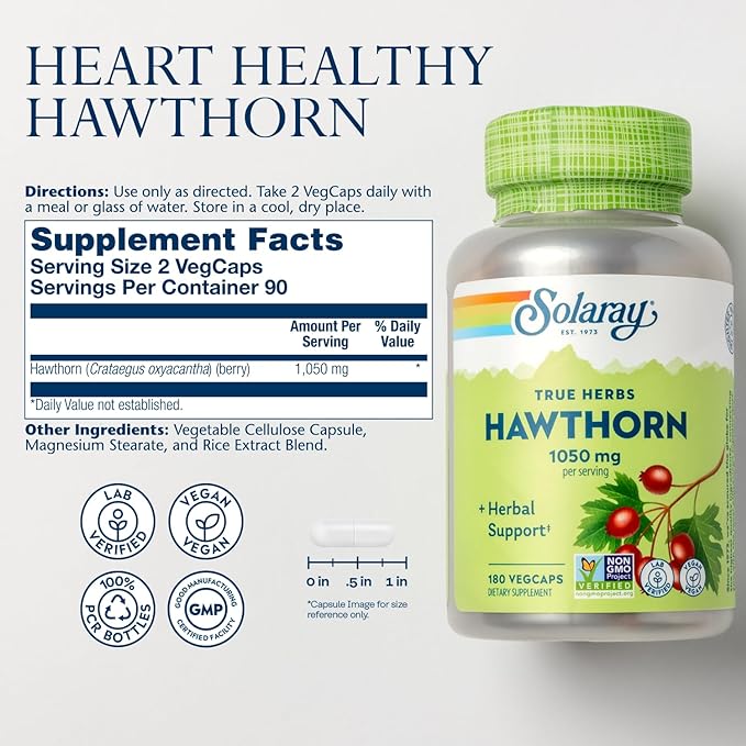 Solaray Hawthorn 525 mg 180 VegCaps - BeesActive Australia