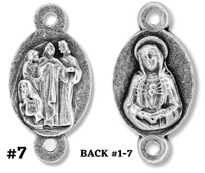 Seven Sorrows Medals Set of 8, Made in Italy - Rosary Parts to Make Seven Sorrows Rosary Seven Dolors, Height 11/16" to 1 1/6" Per Medal - BeesActive Australia