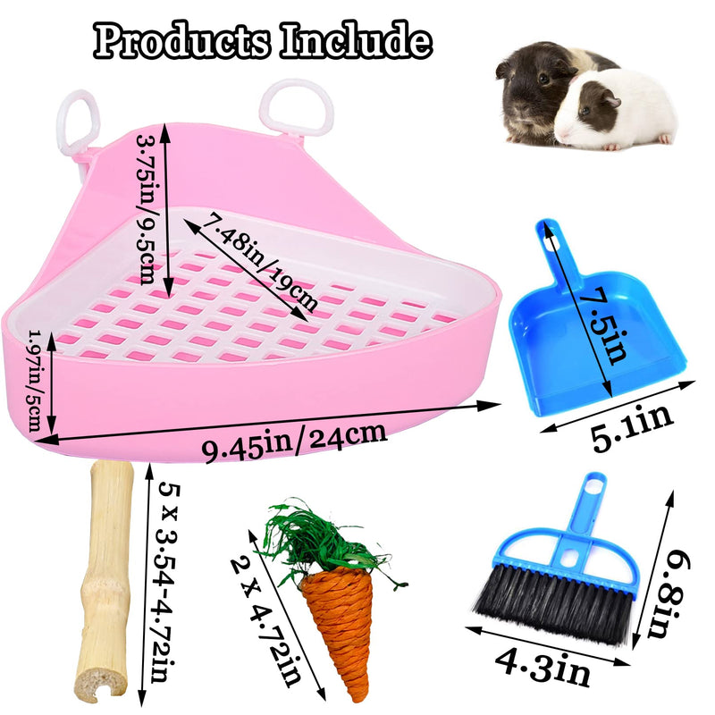 Hamiledyi Small Animals Triangle Toilet, Guinea Pig Litter Box Plastic Bolt Lock Trainer Corner Pee Tray Toilet for Hamster Gerbil Bunny Ferret Chinchilla Hedgehog Pink - BeesActive Australia