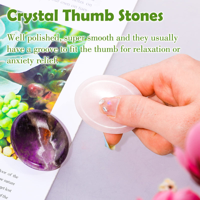 2 Pcs Thumb Worry Stones for Anxiety Chakra Stones Pink Crystal Amethyst Healing Crystal Chakra Meditation Gift - BeesActive Australia
