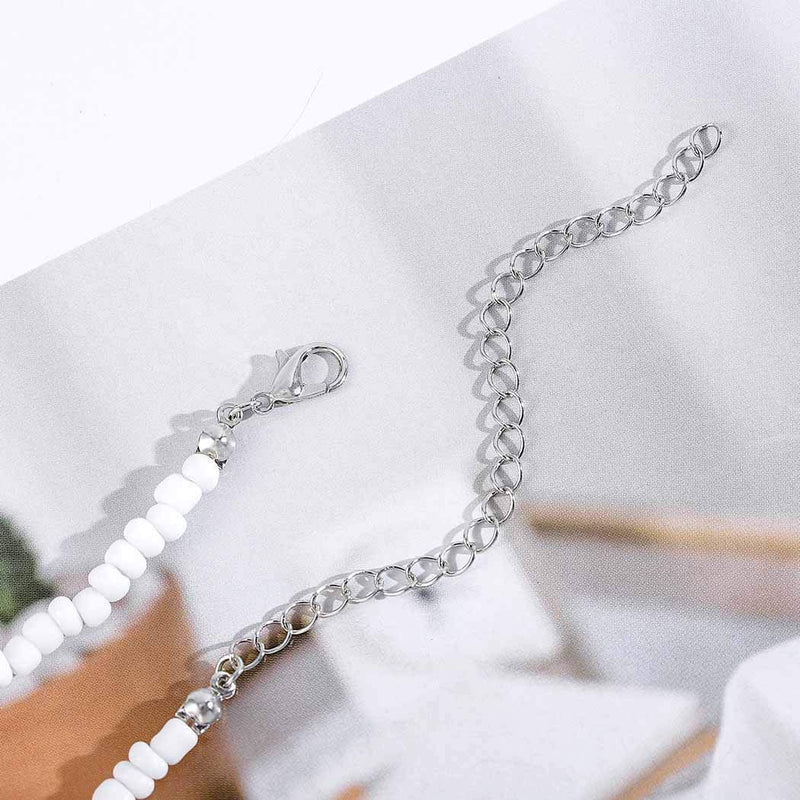 Aetorgc Boho Necklace Chain Beaded Necklaces Jewelry for Women and Girls (White) White - BeesActive Australia