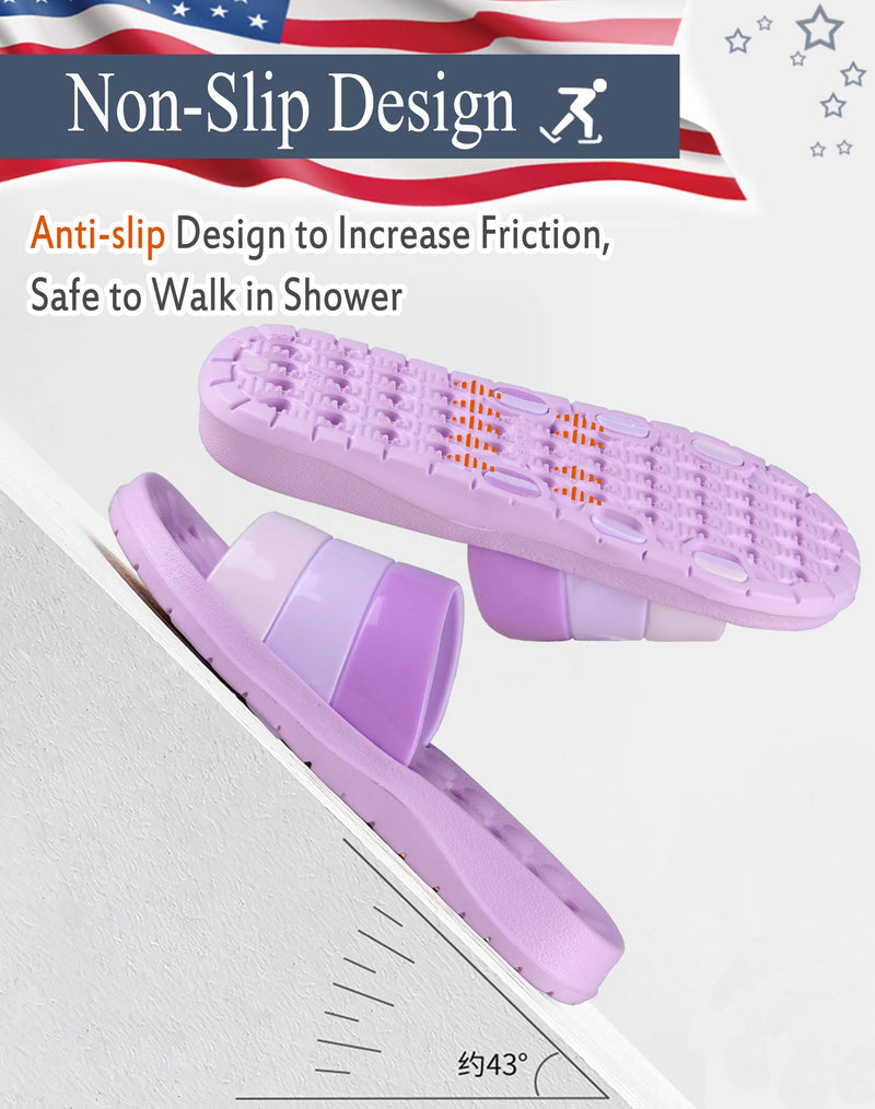 Shower Slipper, Quick Drying Non-Slip Slippers, Bathroom House and Pool Sandals, in-Door Slipper for Gym, Soft Sole 5-6 Women/4-5 Men Lanvender - BeesActive Australia