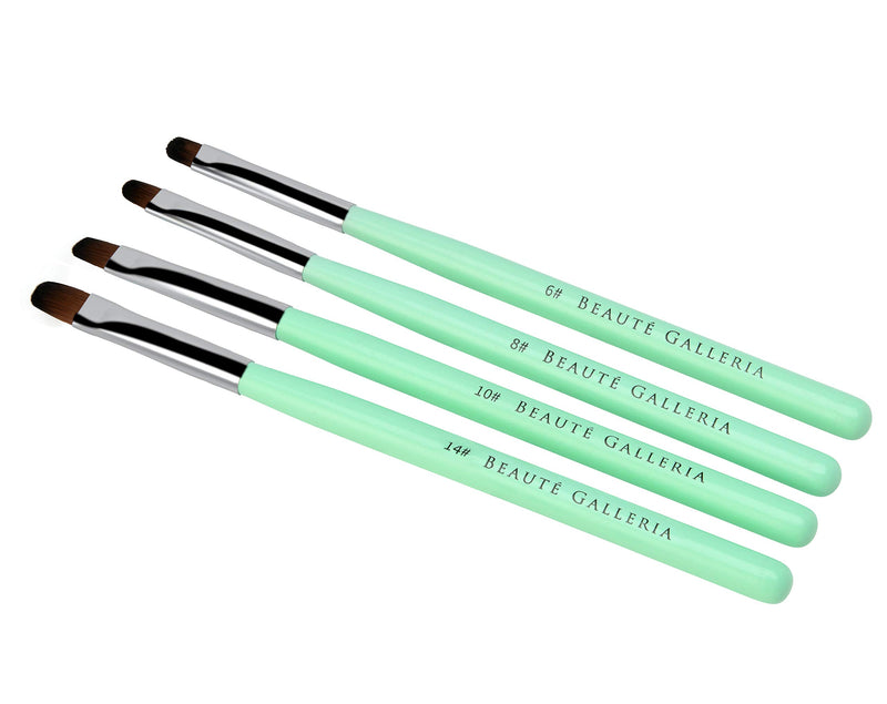 Beaute Galleria 4 Pieces Gel Nail Brush Set (Size 6, 8, 10, 14) for Gel Nail Extensions, UV Builder, Nail Tips Builder, Polygel Nails, Gel Sculpting, Nylon Hair Nail Art Painting Pen - BeesActive Australia