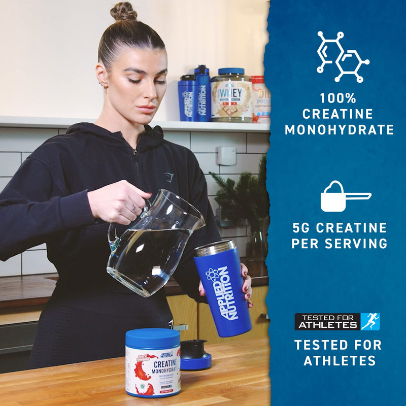 Applied Nutrition Creatine + Bullet Shaker 500ml | Creatine Monohydrate Micronized Powder with Flavour, Increases High-Intensity Physical Performance (250g - 50 Servings) (Cherry & Apple) Cherry & Apple - BeesActive Australia