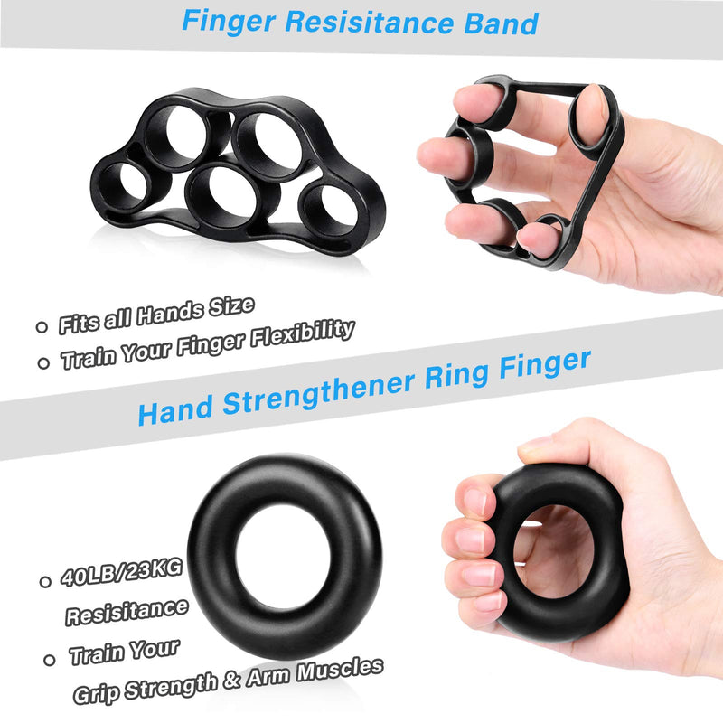 ALMAH Hand Grip Strengthener kit(5 Pack),Grip Strength Trainer,Forearm Workout Trainer Adjustable Hand Grip Exercise,Finger Strength Exerciser, Finger Stretcher, Grip Ring & Stress Relief Ball with Carry Bag - BeesActive Australia