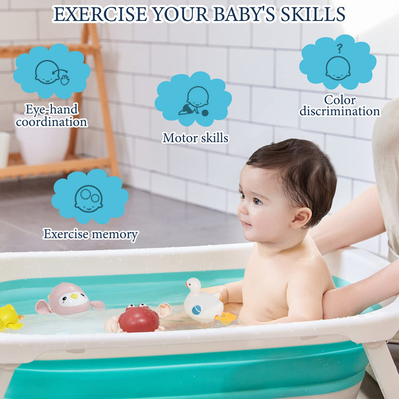 TWOONTO Baby Bath Toys, Wind Up Bath Toys 4 Pcs for Kids Bathtub Toys Bathroom Float Toy for Toddler Boys Girls 0 1 2 3 4 Years Old - BeesActive Australia