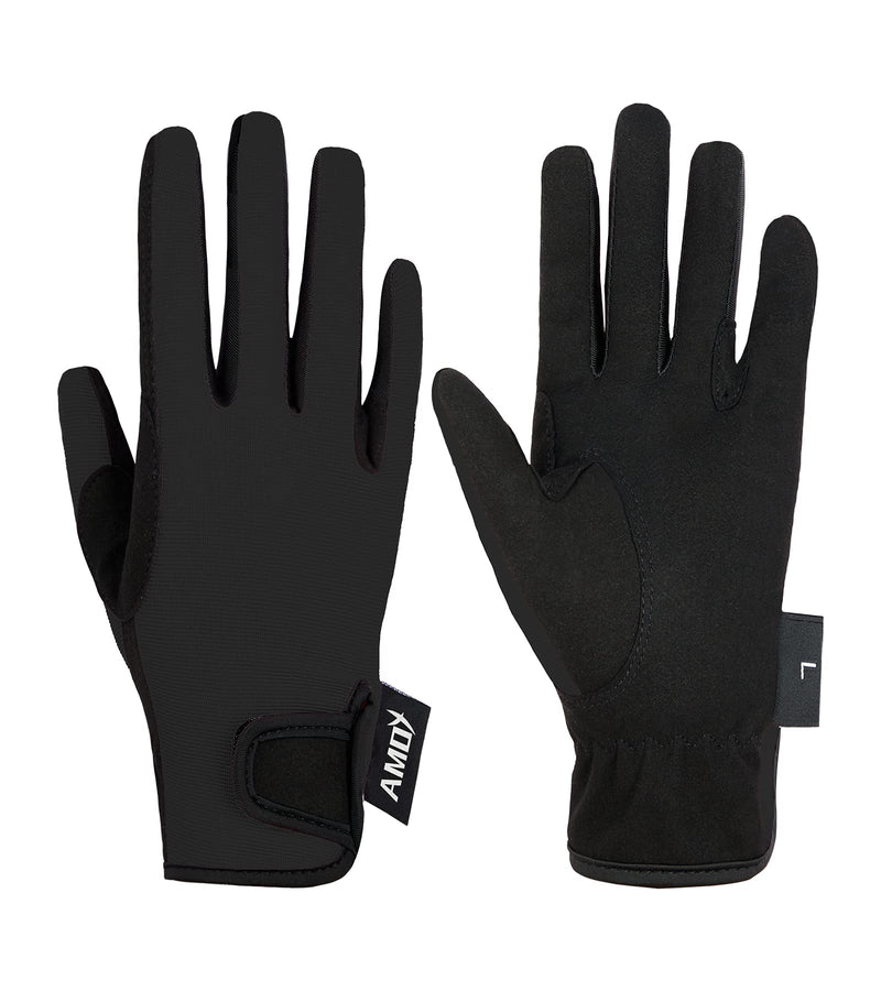 Amoy Kids Horse Riding Gloves Breathable Children Equestrian Horseback Anti-Slipping Boys & Girls Youth Outdoor Biking Cycling Sport Mitts Black L (Age 10-12) - BeesActive Australia