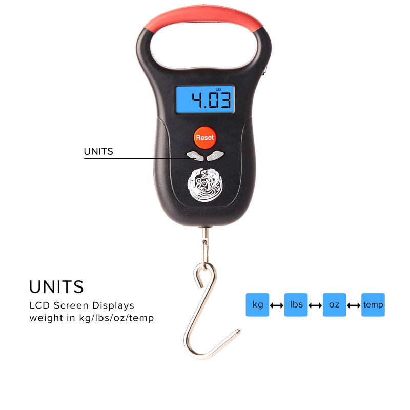 Kraken Bass Fishing Scale - Essential Fishing Gear Accessories Backpack Portable, Electronic Digital Weight Display with Measuring Tape (110lbs/50Kg) Weigh Scale - BeesActive Australia