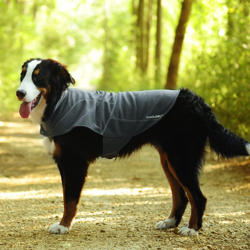 Vivaglory Fleece Vest Dog Cold Weather Sweater for Small Dogs, Adjustable Winter Warm Clothes with Two-Way Zipper Opening, Reflective Coats Pet Jacket for Puppies Small Medium Large Dogs S(Chest: 18-21", Neck: ~12") Grey - BeesActive Australia