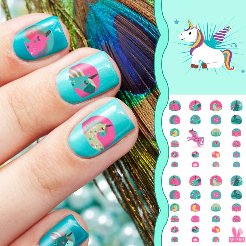 Fanoshon Kids Nail Art Stickers Unicorn Wraps Decals Set for Little Girls, 270+ Children Self Adhesive Unicorn Princess Birthday Party Supplies Fingernail Toenail Tips Makeup Manicure Christmas Gift - BeesActive Australia