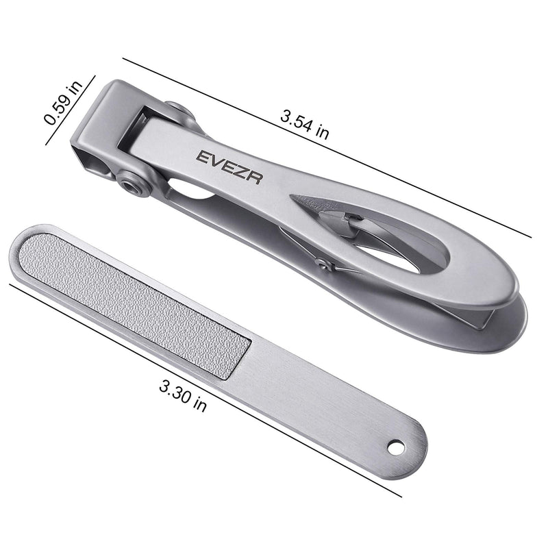 Evezr STRAIGHT EDGE Wide Jaw Nail Clippers, Heavy Duty 15mm Opening Clippers For Cutting Thick And Tough Toenails Or Fingernails, Stainless Steel Clipper And Nail File For Pedicure.… (Silver) - BeesActive Australia