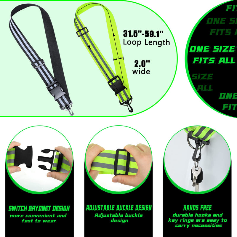 Saintrygo Reflective Sash 2 Pieces Reflective Running Gear High Visibility Safety Reflective Sash Reflective Jacket Adjustable Reflective Sash for Walking Cycling at Night Fluorescent Green, Black - BeesActive Australia