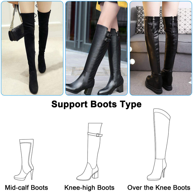 [AUSTRALIA] - Wisdompro Boot Straps, 1 Pair Knee Boot Straps of Elastic Adjustable Belt, Plus Extra 12 Pcs Adhesive Tape Hook Sticker for Fall-Off Prevention 