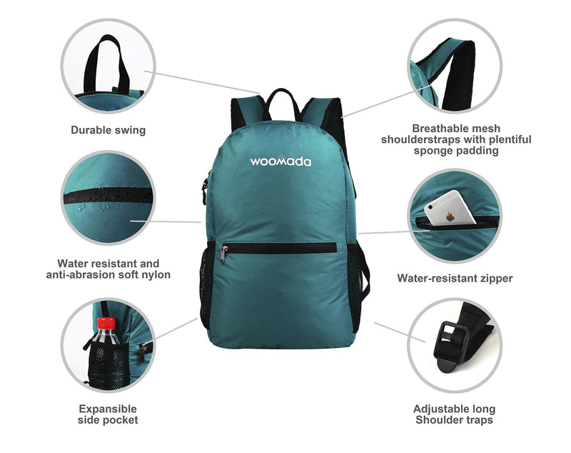 WOOMADA 17L Ultra Lightweight Packable Durable Waterproof Travel Hiking Backpack Daypack for Men Women Kids ¡­ Army Green - BeesActive Australia