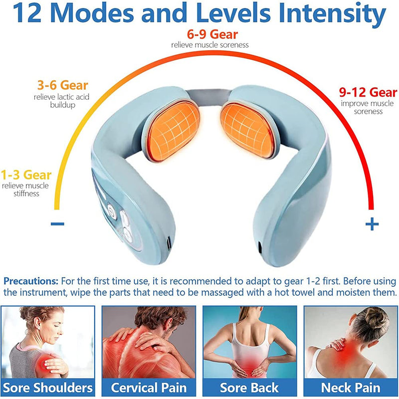 Neck Massager, Electric Neck Massager, Snap-On Neck Massager for Neck Pain Relief, Intelligent Deep Tissue Cordless Pulse Neck Massager, Smart Portable Massager for Home Office Car Outdoor - BeesActive Australia