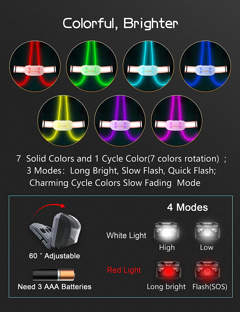 Olook LED Running Vest with Lights - Multicolor Illuminated Light Up Running Vest, Rechargeable Running Lights for Runners, Enhanced Non-Slip Lighting Tube, Adjustable Front Light, Waterproof Orange Large - BeesActive Australia